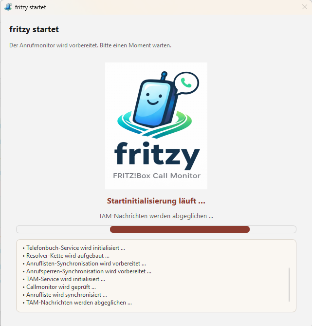 fritzy Startinitialisierung beim Abgleich mit FRITZ!Box Telefonbuch und Anrufbeantworter